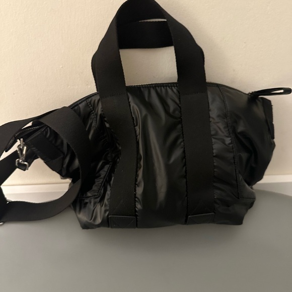 Zara Technical Fabric Midi Tote Bag Handles Crossbody Strap Black - Picture 5 of 6